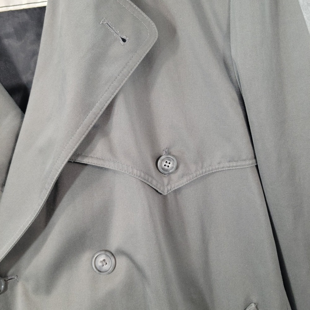Vintage Towne London Fog Trench Coat Men 44 Gray Double Breasted Dark Academia - Picture 7 of 16